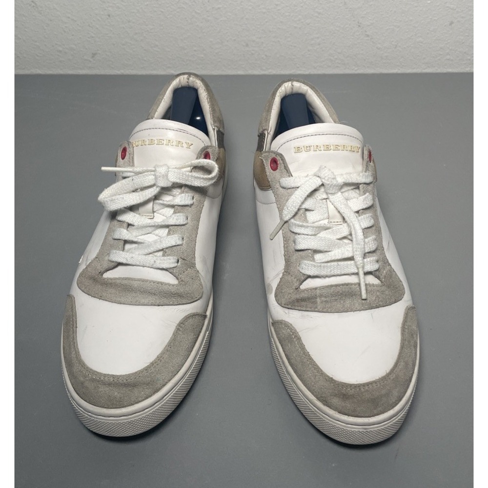 Burberry Men's White Reeth Check Trim Low Top Sneakers Size 43 - Picture 3 of 11